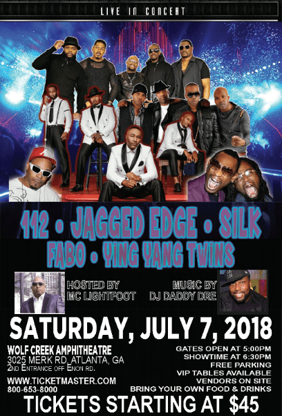Fifth Annual All ATL Show ​to Feature 112 * Jagged Edge * Silk * FABO * Ying Yang Twins Wolf Creek Amphitheatre Atlanta,&nbsp;GA