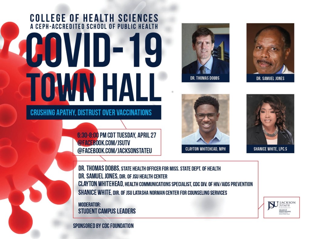 JSU leading COVID-19 town hall Tuesday in statewide effort by universities, colleges to end vaccine hesitancy, save&nbsp;lives
